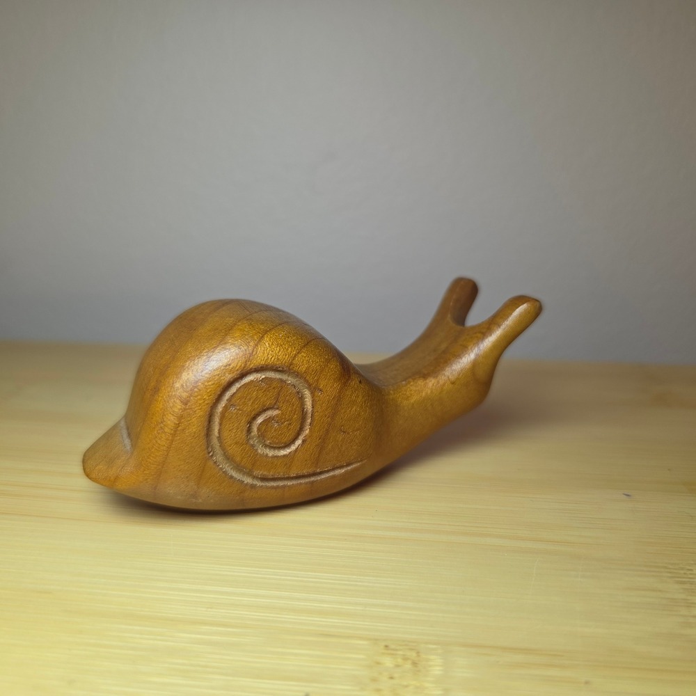 Vitali Wooden Snail Carved Figurine Mid Century Modern Sculpture